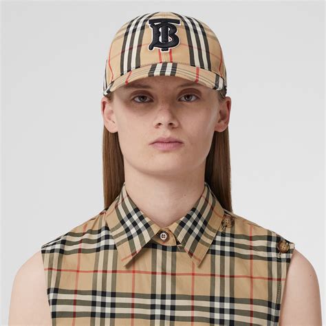 Burberry Vintage Monogram Check Baseball Cap, Size X